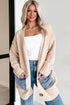 Open Front Textured Knit Denim Patch Pocket Cardigan